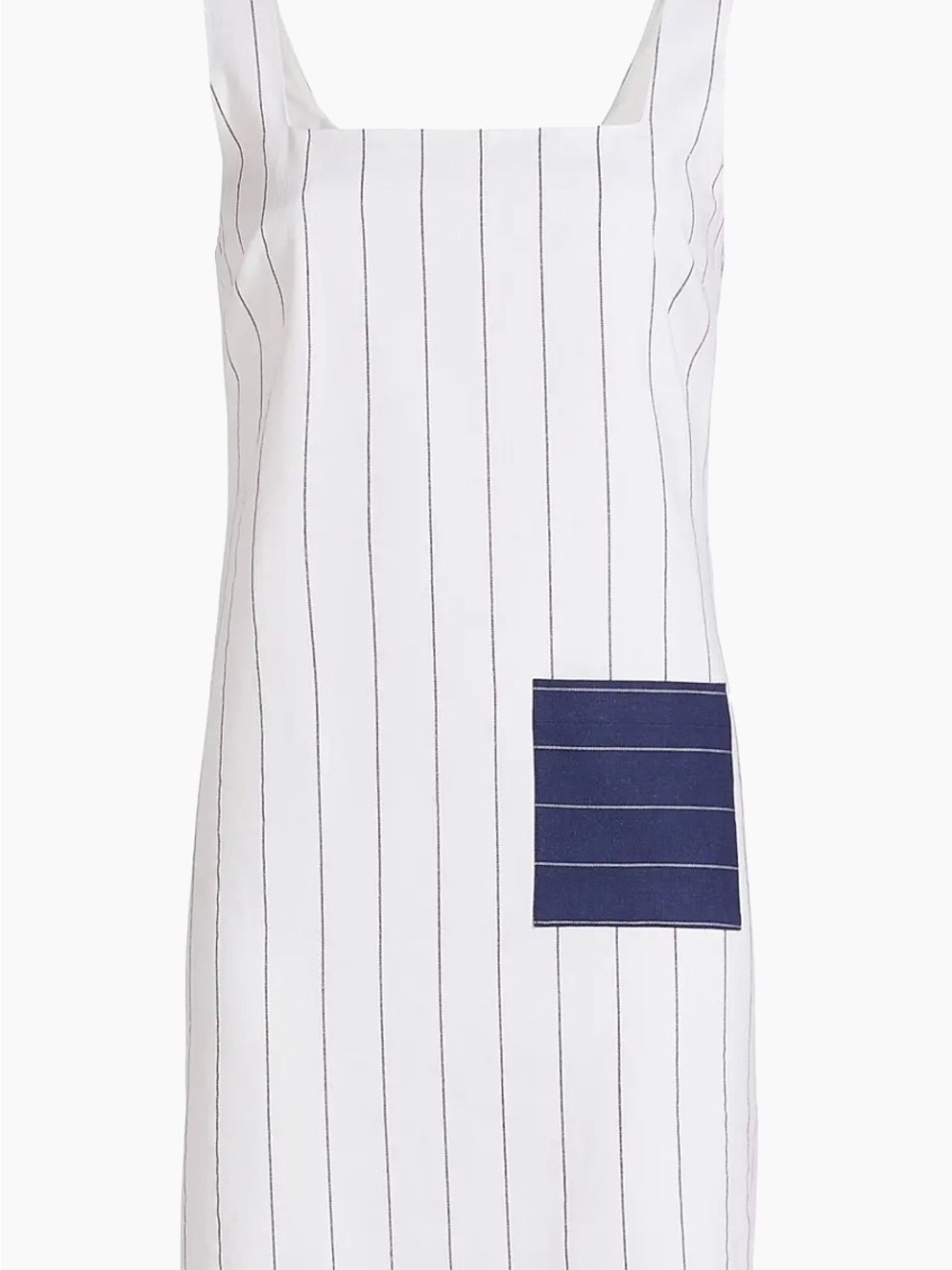 If Only Studio White linen Pinstripe Sundress with Navy Pocket - NWT size 6 US